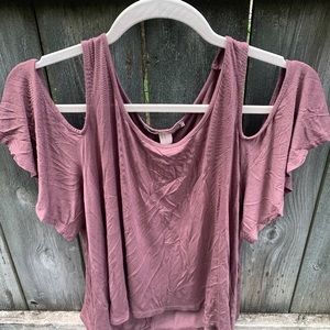 Mauve cold shoulder top